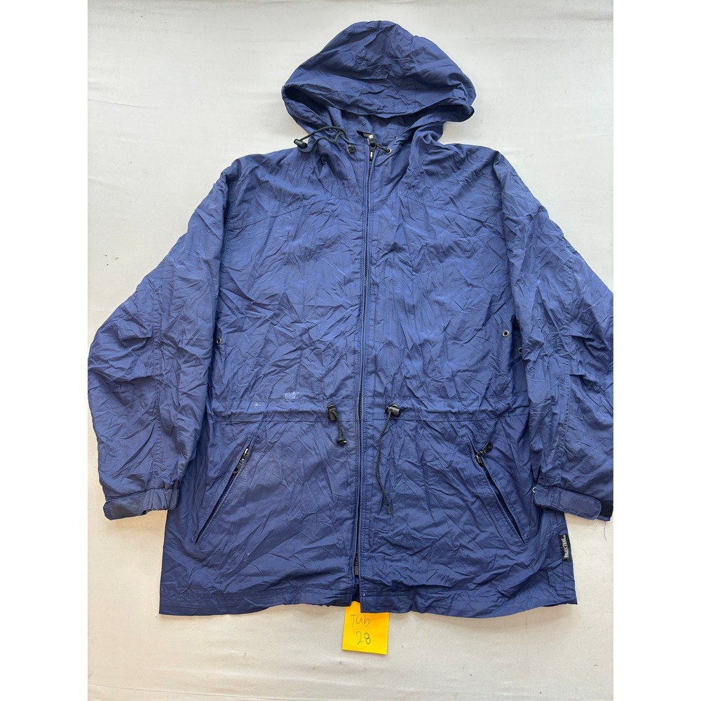 Pacific Trail Mens Navy Blue Hooded Windbreaker Jacket Size Medium Full Zip